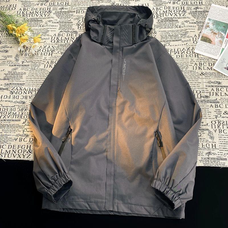 Fleece American jacket men's autumn and winter hooded black outdoor large size windproof trend casual