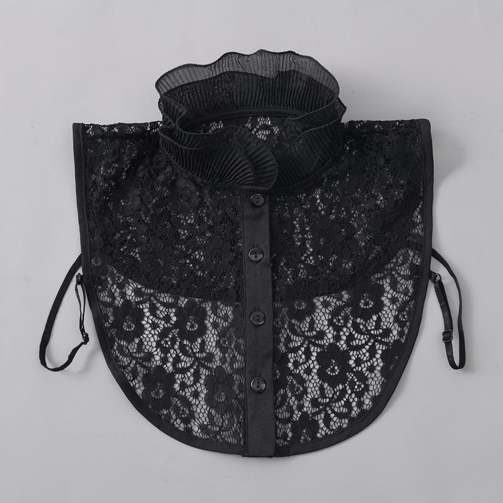 

Поддельный воротник с сетчатым краем, универсальный поддельный воротник, кружевной поддельный воротник для женщин с воротником рубашки свитера чёрный