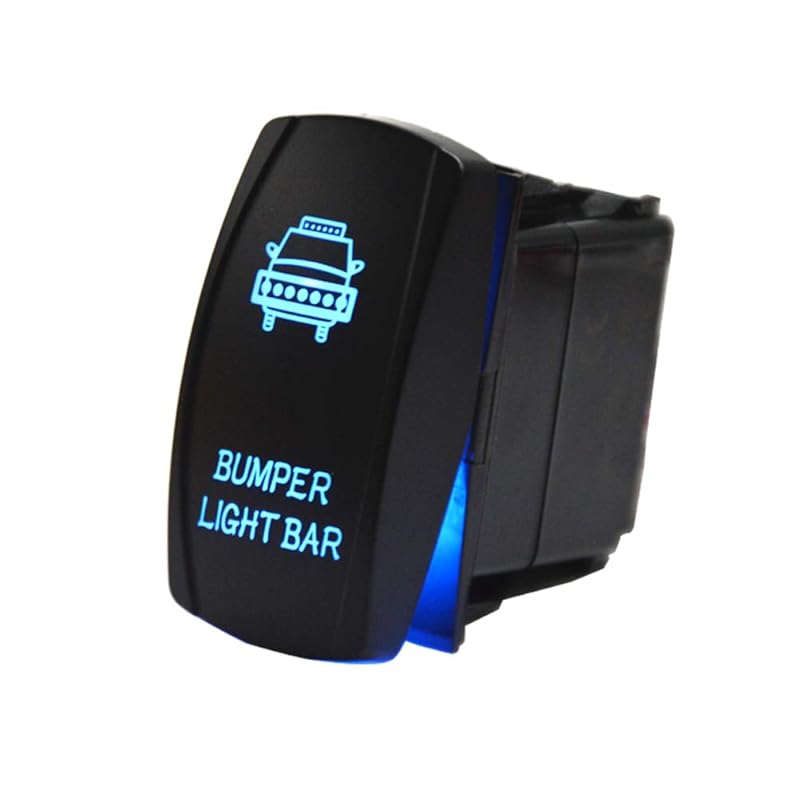 Wsays LED Light Bar Rocker Switch 5 Pin 20A 12V Blue Backlit Compatible with Polaris Ranger RZR XP Turbo Fit Can Am Commander Maverick X3 UTV