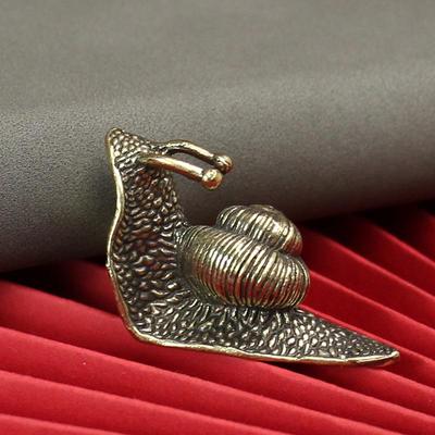 Miedziana rzeźba ślimaka: Ozdoba z litego mosiądzu, sztuka ceremonii parzenia herbaty, antyczny miedzioryt mikro-rzeźbiony