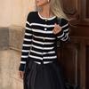 Elegant Striped Long-sleeved Vest for Women 2025 Autumn and Winter