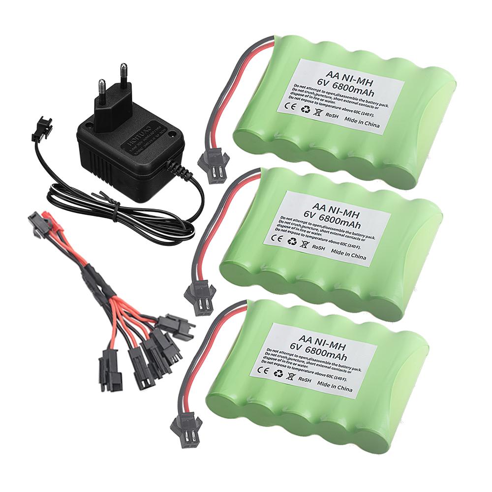 (SM PLUG) 6V 6800mAh NiMH Battery with USB Charger For Rc Toys Cars Tank Truck Robot Boats AA Ni-MH 6v Rechargeable Battery Pack