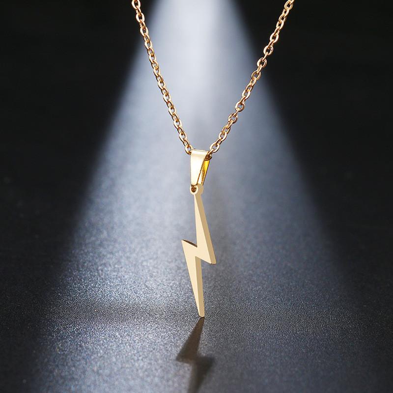 Modern Stainless Steel Lightning Pendant Chain Jewelry For Men And Women With Durable Electroplate Finish