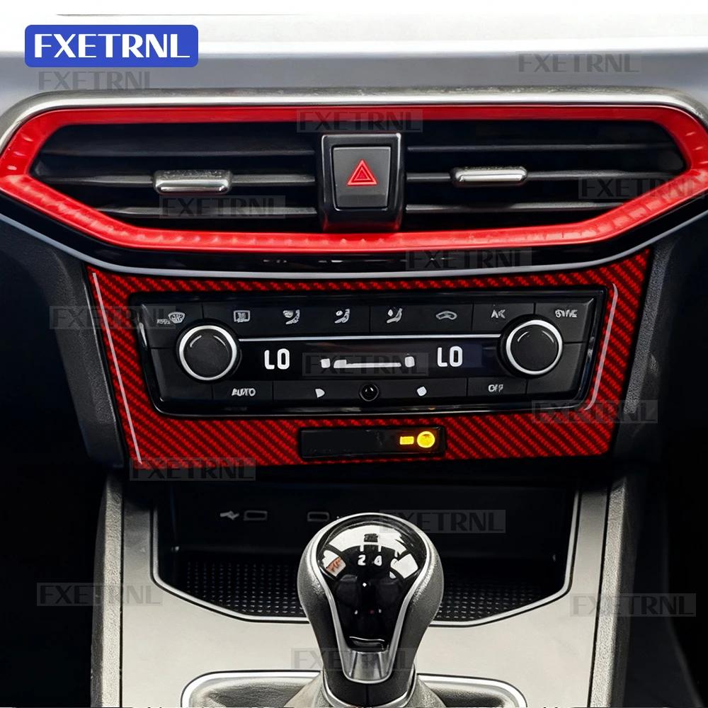 Center Console Panel Sticker For SEAT Ibiza Mk5 2018 2019 2020 2021 2022 2023 2024 2025 6F KJ1 LHD RHD Real Soft Carbon Fiber