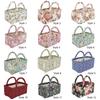 Collapsible Floral Laundry Hamper with Handles Pastoral Style Fabric Storage Basket for Small Apartment Dormitory Closet