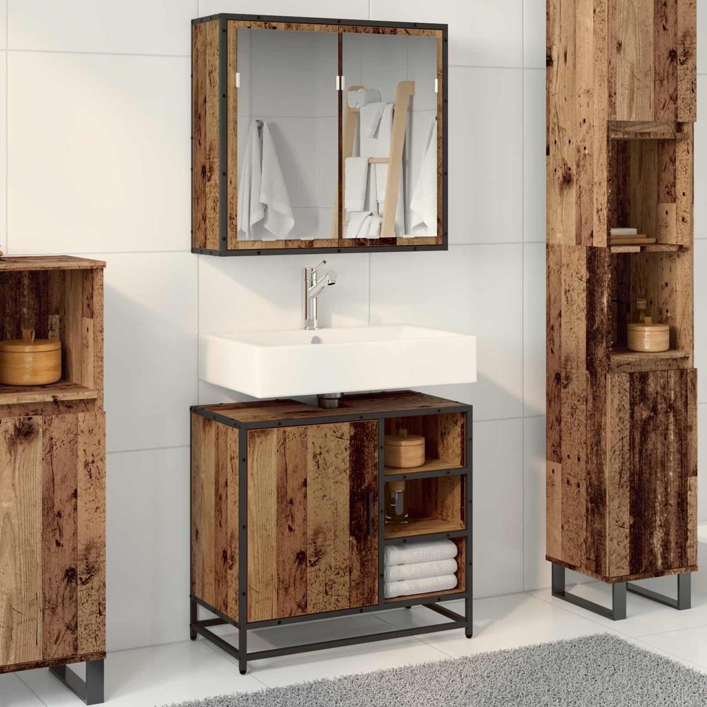 Bathroom Furniture Set 2 pcs Reclaimed Wood 65 x 33 x 60 cm