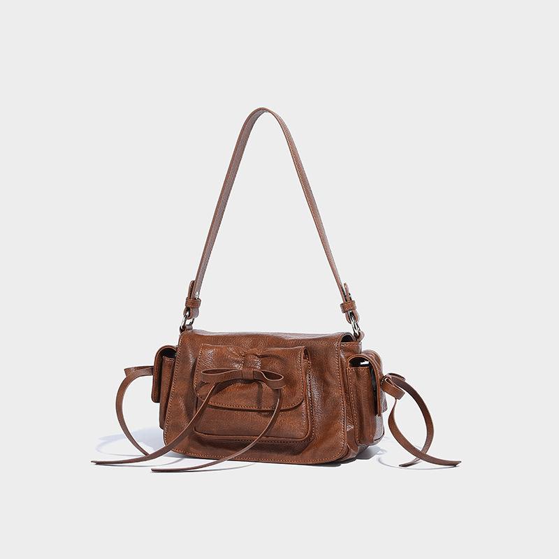 

Сумка-мессенджер Niche Design Bow Hand Wear с ремешком через плечо для женщин 2024 года, летняя, универсальная, ретро, с ремешком коричневый