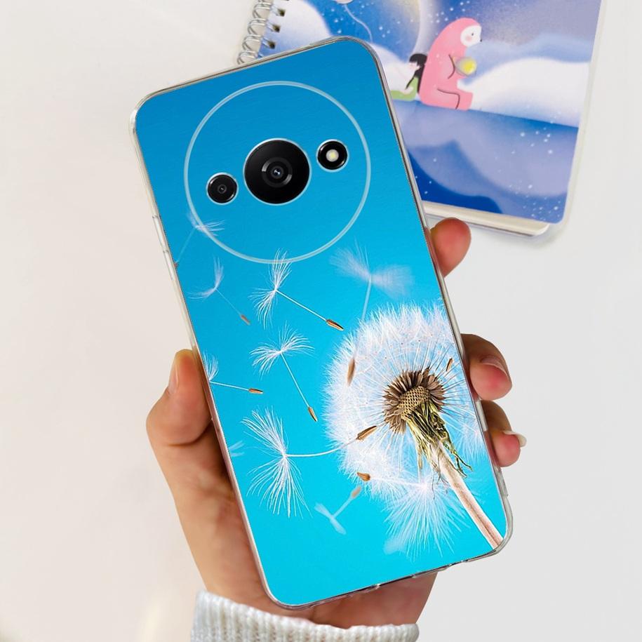 For Xiaomi Redmi A3 Case 2024 Popular Flower Soft Silicone Clear TPU Phone Cover For Xiomi Redmi A3 A 3 Bumper on RedmiA3 Fundas