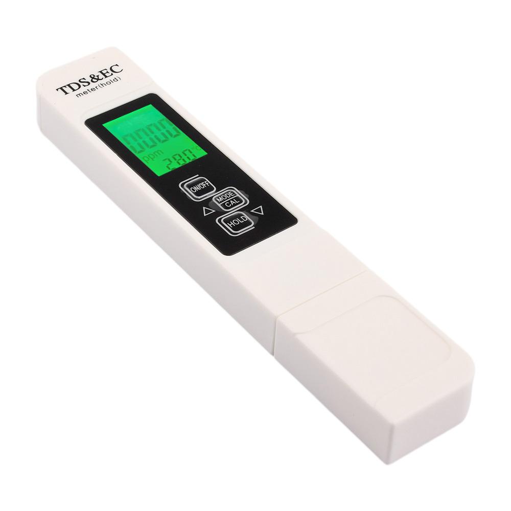 1PC White Digital Water Quality Tester TDS EC Meter Range 0 to 9999 Multifunctional Water Purity Temperature TEMP PPM Tester