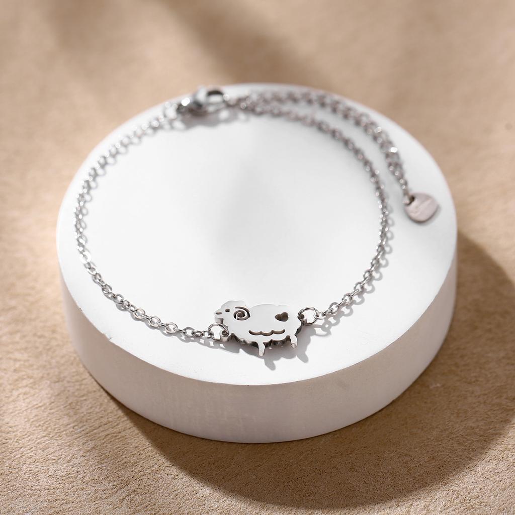 Geometric Animal Bracelet Featuring Dog Cat Owl And Dolphin Charms Minimalist Fashion Jewelry