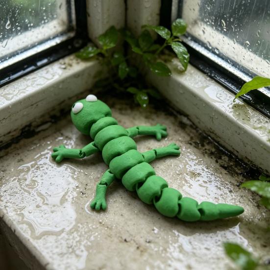 3D Printed Lizard Figurine Cute Articulated Movable Reptile Sculpture Collectible Flexible Animal Fidget Toy for Home Office Desktop