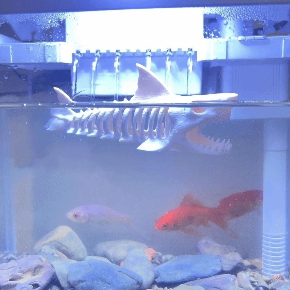 Unpainted Shark Skeleton Hideaway House 3D Printed Aquarium Underground Cave  Aquarium