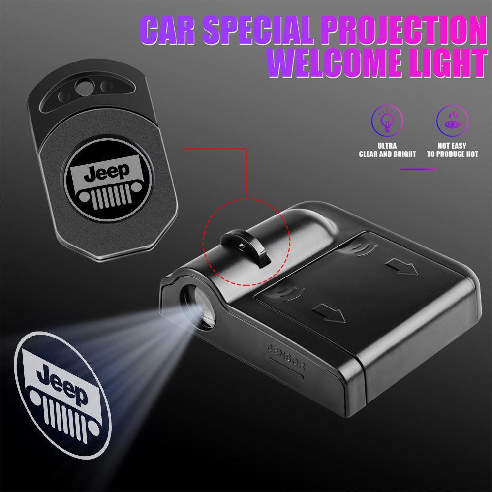 Car Door Welcome Laser Led Projector Wireless Logo Light For Jeep Grand Cherokee Wrangler JK Gladiator Compass Renegade Styling AKO1