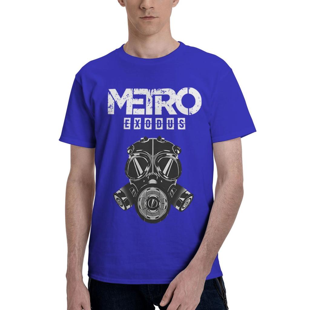 Metro Exodus Gas Mask Print 100 Cotton Casual Breathable Confortable Manga High End Mens Clothing Clothes Men