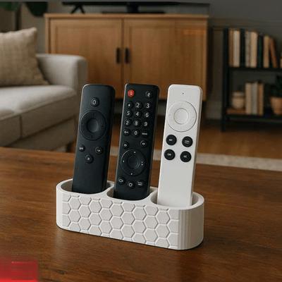 3-Slot Honeycomb Remote Control Holder - Desktop Storage Organizer for TV, Media Remotes, Non-Slip Design for Home And Office