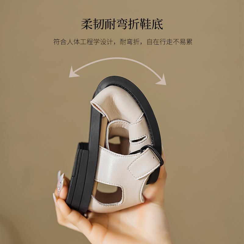 Augustine Roman Sandals Women's 2025 New Summer Baotou Flat-soled Soft-soled Beach Shoes Woven Pig Cage Shoes