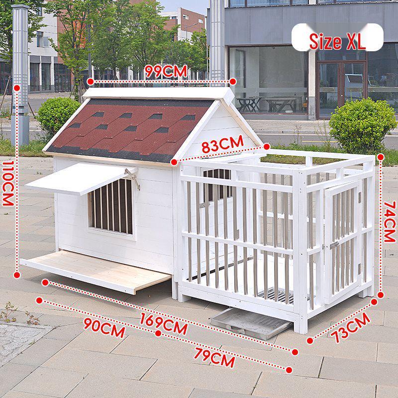 Solid Wood Waterproof Outdoor & Indoor Dog Kennel - Suitable for Large, Medium, and Small Dogs
