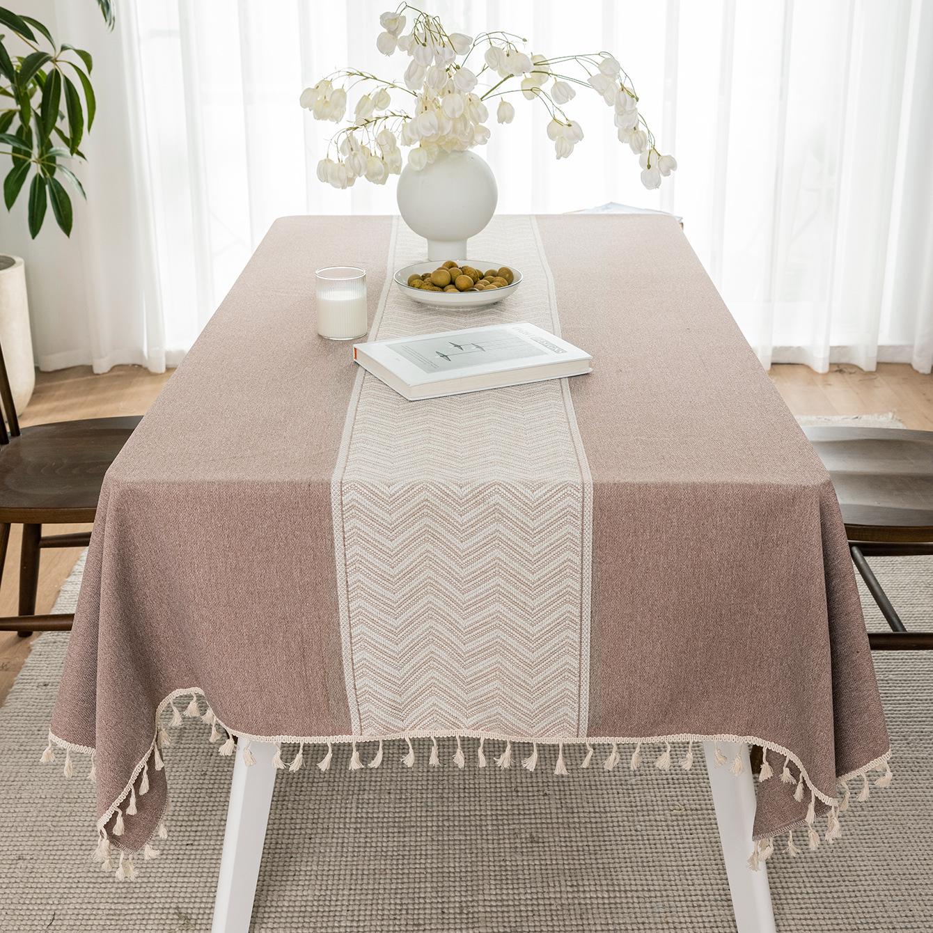 

Скатерть из хлопка и льна в скандинавском стиле с кисточками - Идеально подходит для рождественских обеденных столов 90x90 cm