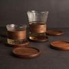 Set of 4 Wooden Drink Coaster Cup Coaster Round Wood Mats Pad Kitchen Placemats