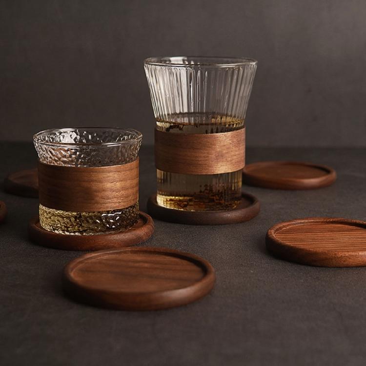 Set of 4 Wooden Drink Coaster Cup Coaster Round Wood Mats Pad Kitchen Placemats