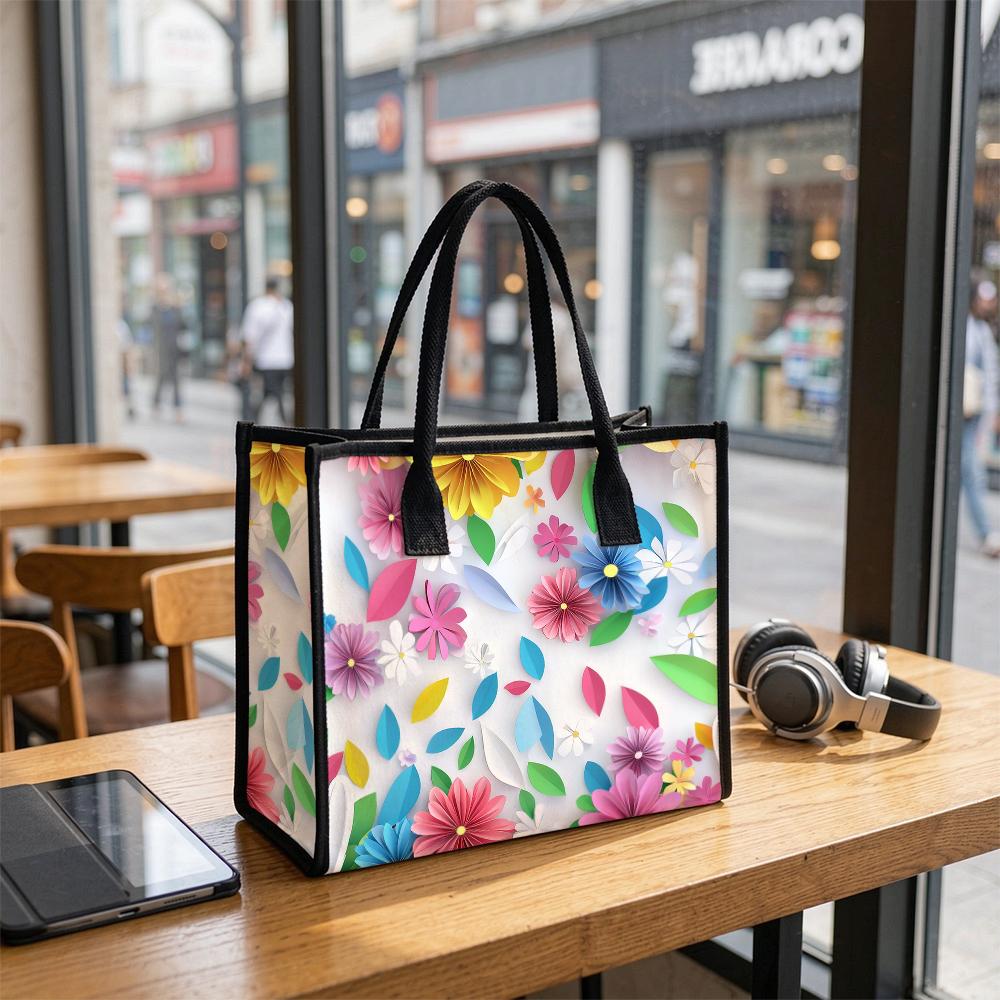 Floral Printed Large Tote Bag Casual Reusable Handbag for Daily Use