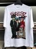 Gorillaz Bands Alternative Hiphop Shortsleeved with American Vintage Style Rugged and Cool Trendy Brand Halfsleeved Design