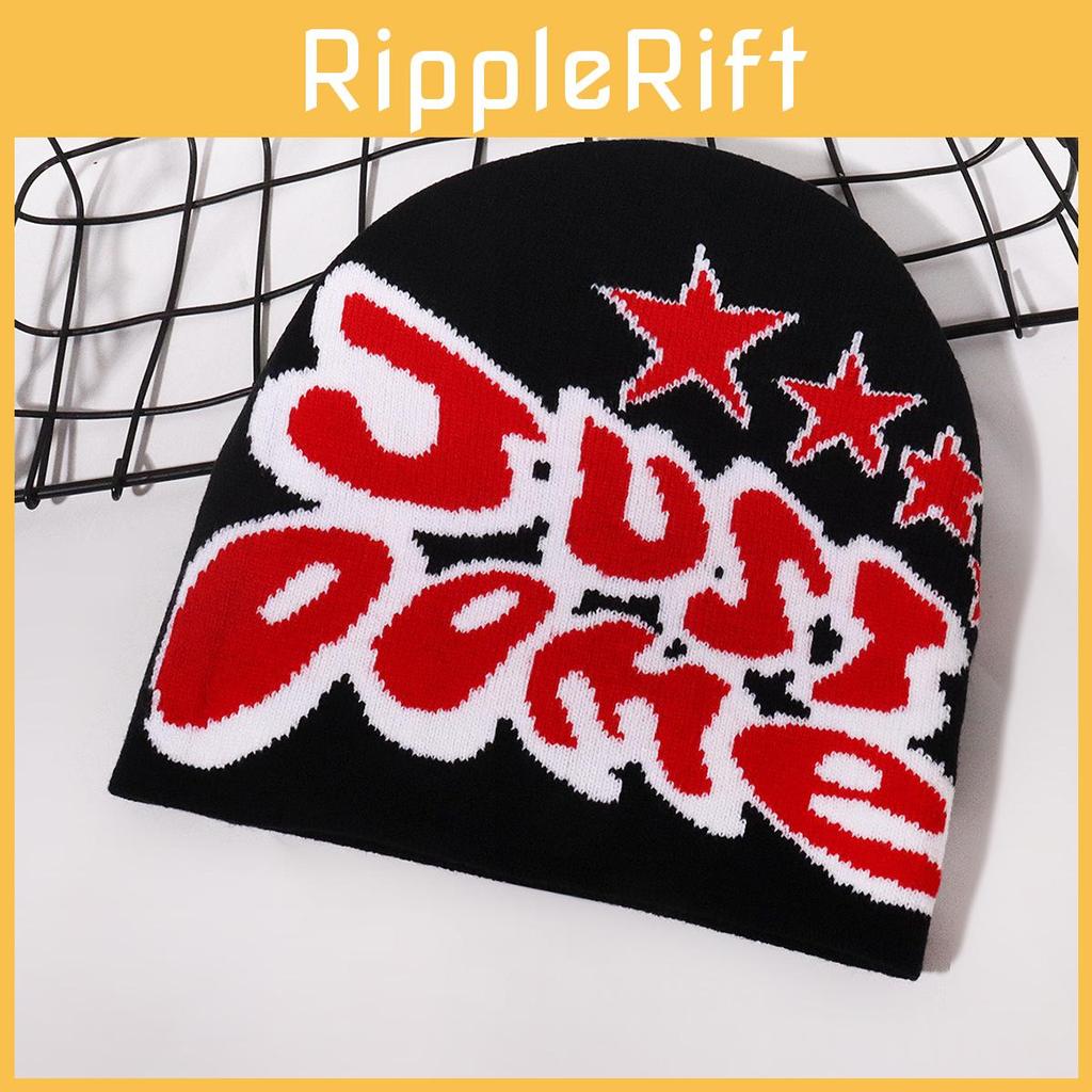 Knitted Hat For Men Women With Letter And Star Embroidery Design For Streetwear Style