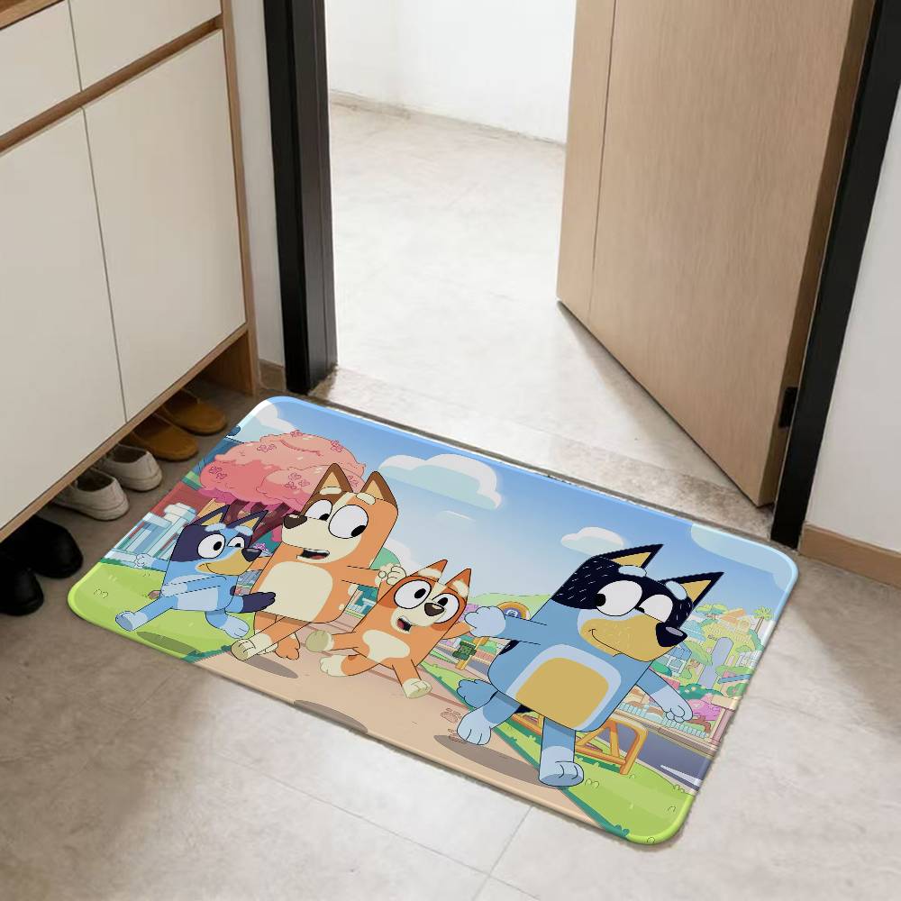 Anime B-BlueyS Cute Bathroom Mat Kids Room Bedroom Decoration Balcony Anti-Slip Doormat Living Room Welcome Rug