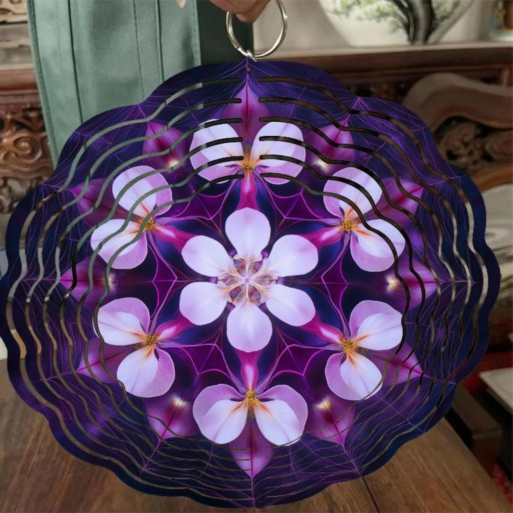 10 tum Blommig Vindsnurra för Utomhusdekor Hängande Trädgård Balkongdekorationer 360 Graders Roterande Krok Sommar Vår Presentidé