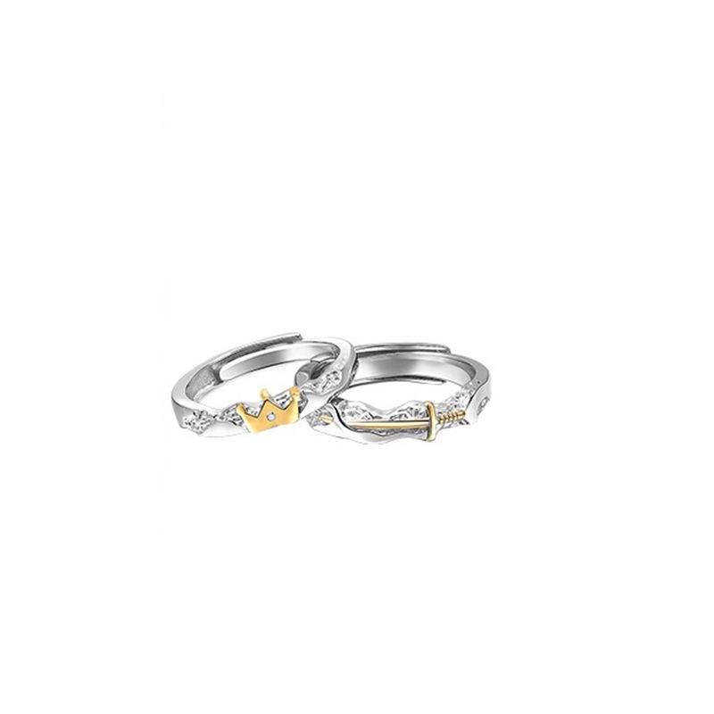Princess & Knight S925 Sterling Silver Couple Rings: Creative Wedding Bands & Christmas Gift for Men & Women