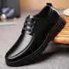 New Spring Autumn Leather Shoes Men's Casual Business Shoes Breathable Soft Sole Tie-On Dad Shoes One-Piece Agency Shoes