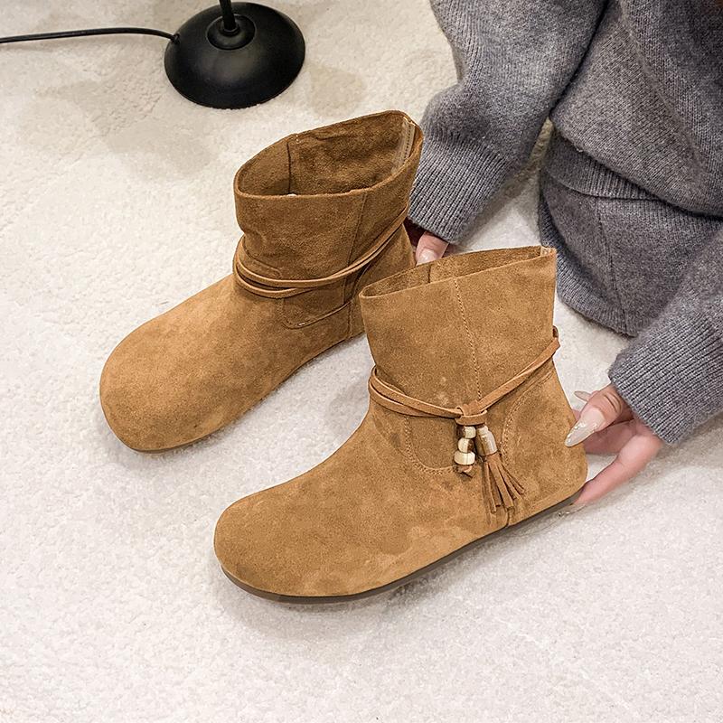 Mode Luxus 2025 Winterschuhe Damenstiefel Lässige Leichte Stiefeletten Übergröße Bequem Weiche Sohle Flats Damen Botas De Mujer