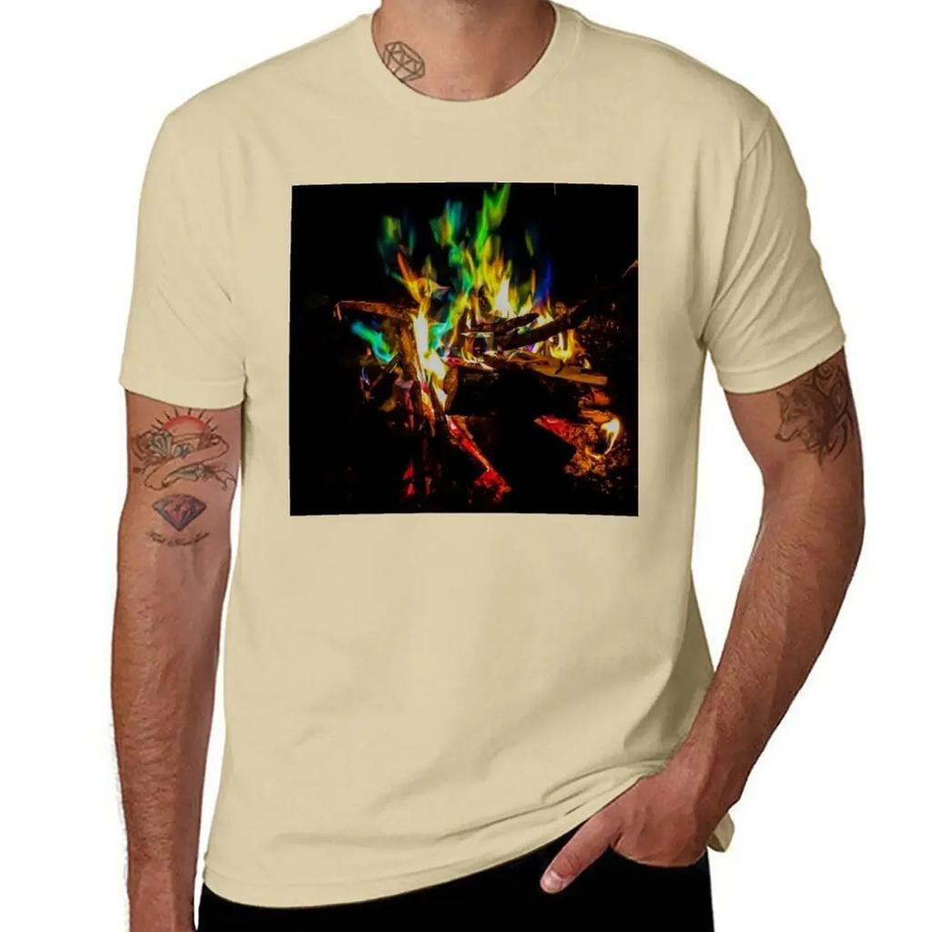 Fire T-Shirt aesthetic clothes sports fans hippie clothes fruit of the loom mens t shirts