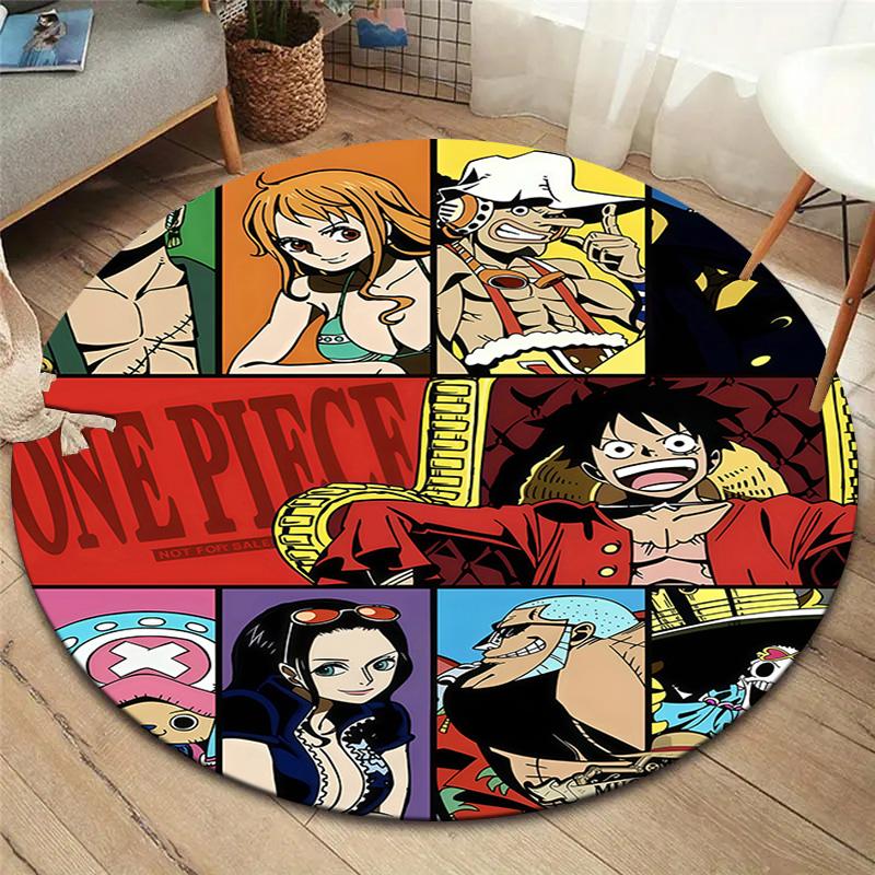 Anime One Piece Round Area Rug Carpet Rug For Living Room Bedroom Sofa Playroom Decor Nonslip Floor Mat