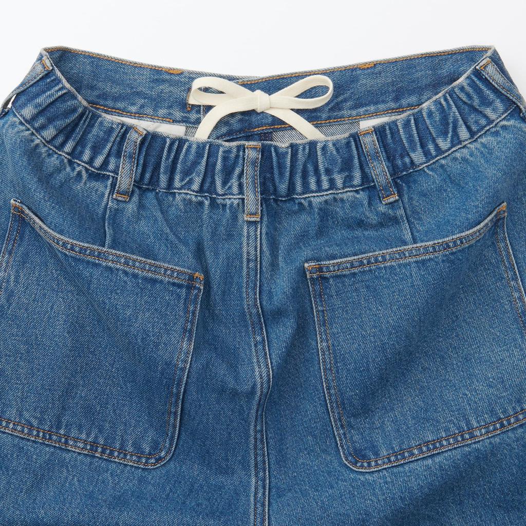 MUJI Men's Wide-leg Kapok-Blend Denim Pants (AE0Y7A4A), Blue, Size XL