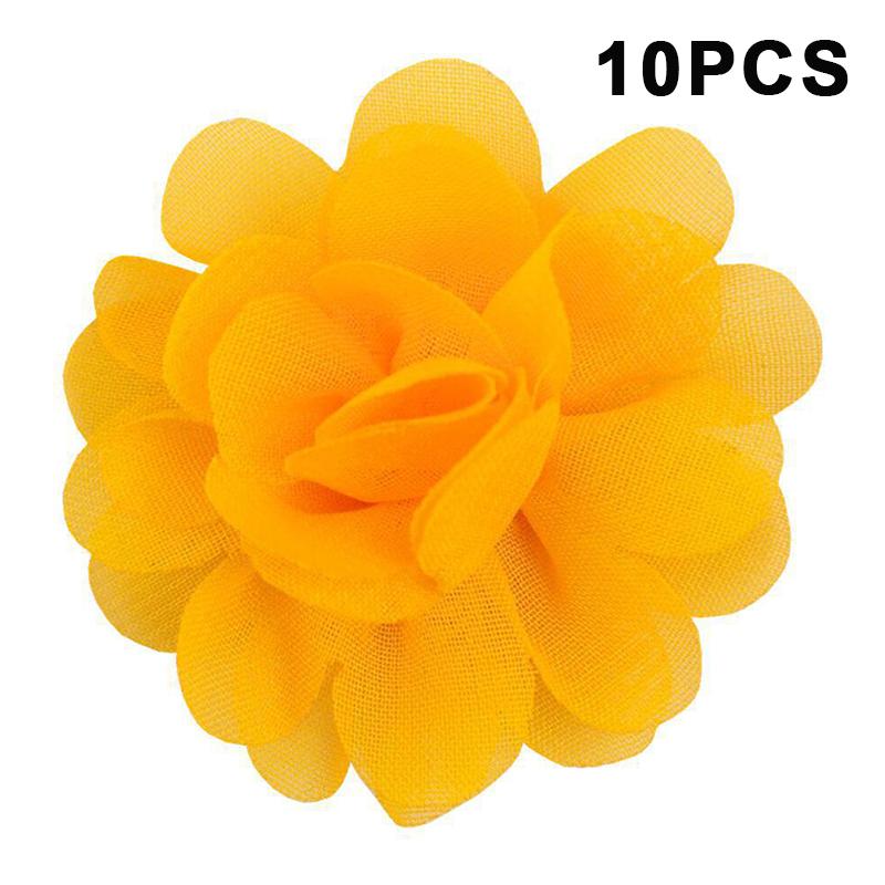 10Pcs 3.5Cm Chiffon Flower Hair Bows Fully Lined Flower Tiny Hair Clips Fine Hair Girls For Infants Toddlers Set