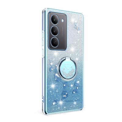 KADEM Pouzdro pro Realme 14x 5G Prsten Stojánek TPU Květiny Kryt na telefon Gradientní Třpytky