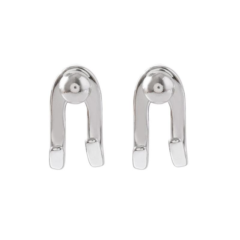 

Серьги-гвоздики S925 с серебряным покрытием, висящие сзади, серьги-гвоздики с холодным воздухом, темпераментные простые серьги-гвоздики с изогнутыми крючками с двойной линией