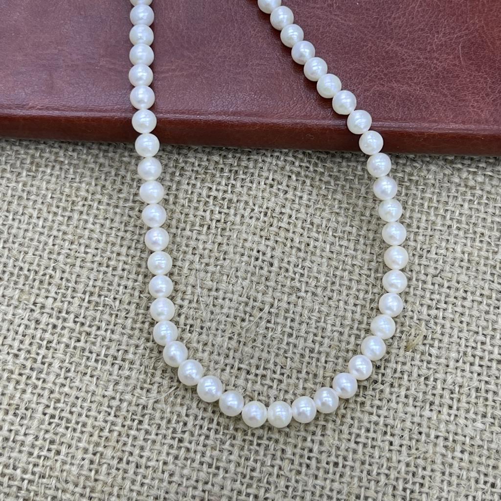 1String, White Natural Freshwater Pearls, Handmade Near Round Pearl Beads for Jewelry Making DIY Crafts (Beads 5-6mm, Length 36cm)