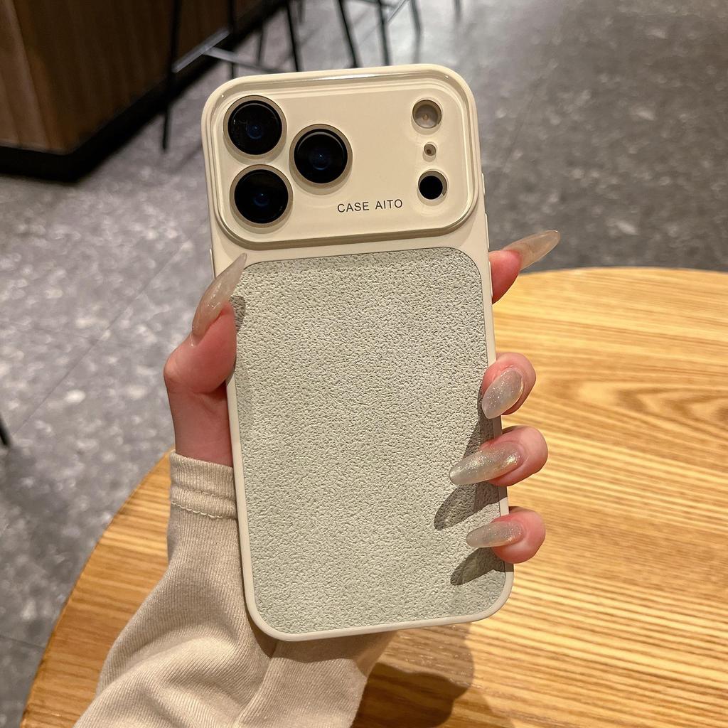 Moon Crater Textured Leather iPhone 17/16/15/14 Pro Max Case with Drop Protection - Large Window Compatible