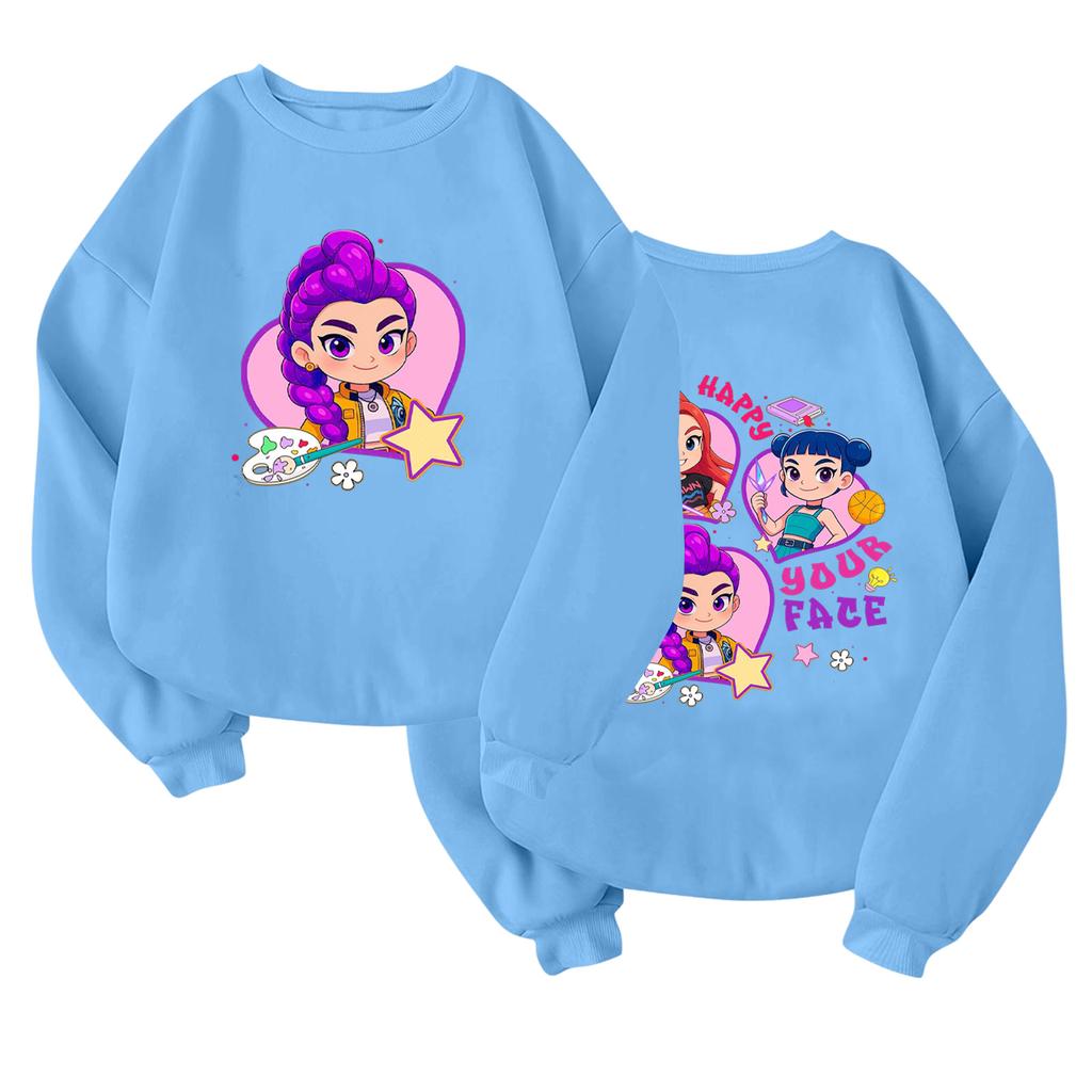 Children's Fashionable Lightweight Long-sleeved Round Neck Pullover With Pockets Printed Pullover
