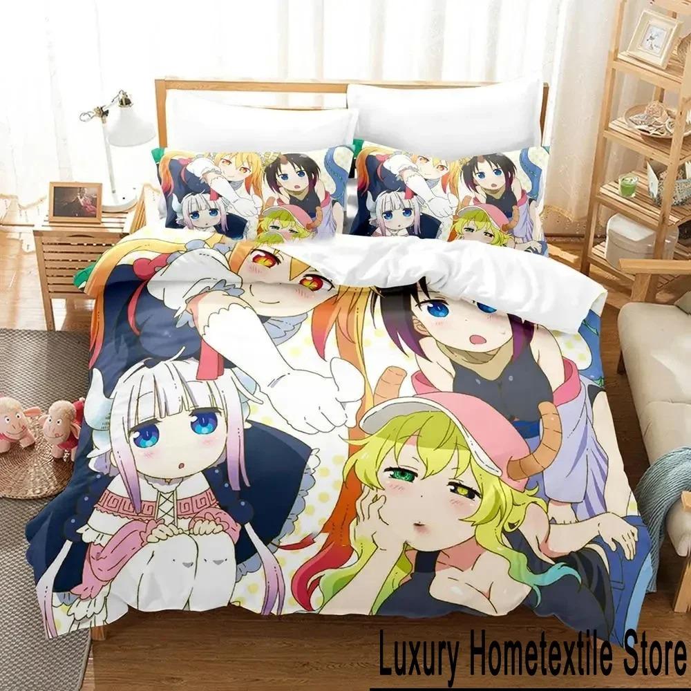 Anime Miss Kobayashi's Dragon Maid Bedding Set Duvet Cover Bed Set Quilt Cover Pillowcase Comforter King Queen Size Boys Adult