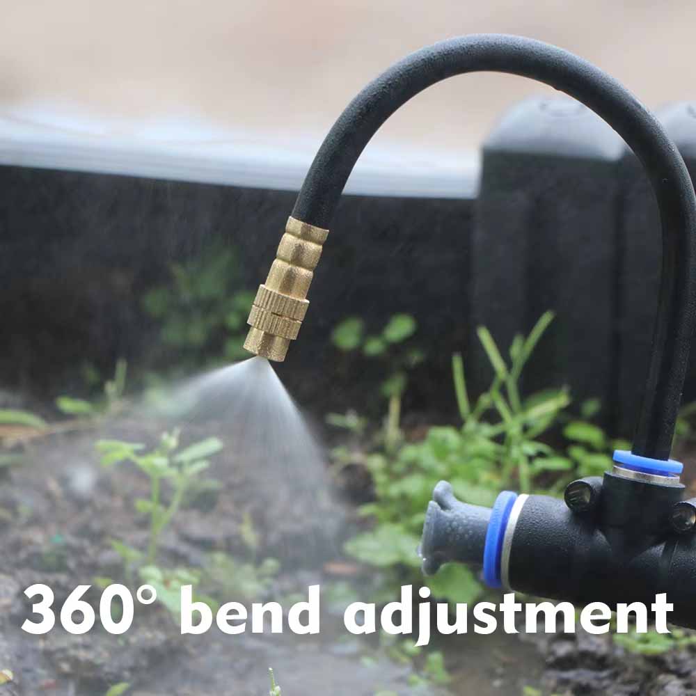 30-5m 1/4" 4/6mm Dimkylsystem 360° Frittböjbar Justerbar Munstycke Atomiserare Spridare för Utomhus Trädgård Bevattning