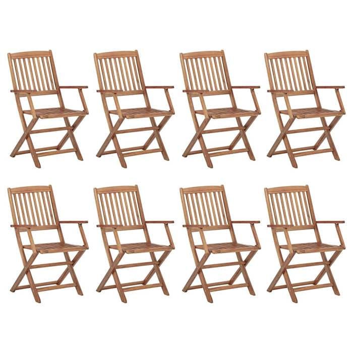 Maison Exclusive - Chaises pliables d'extérieur et coussins lot de 8 Bois d'acacia