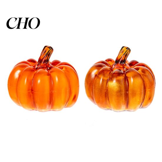 Autumn Table Decor 2Pcs LED Glass Pumpkin Set Starry Night Design Halloween Lamp Thanksgiving Lighted Lantern Indoor Fall Decoration Charming