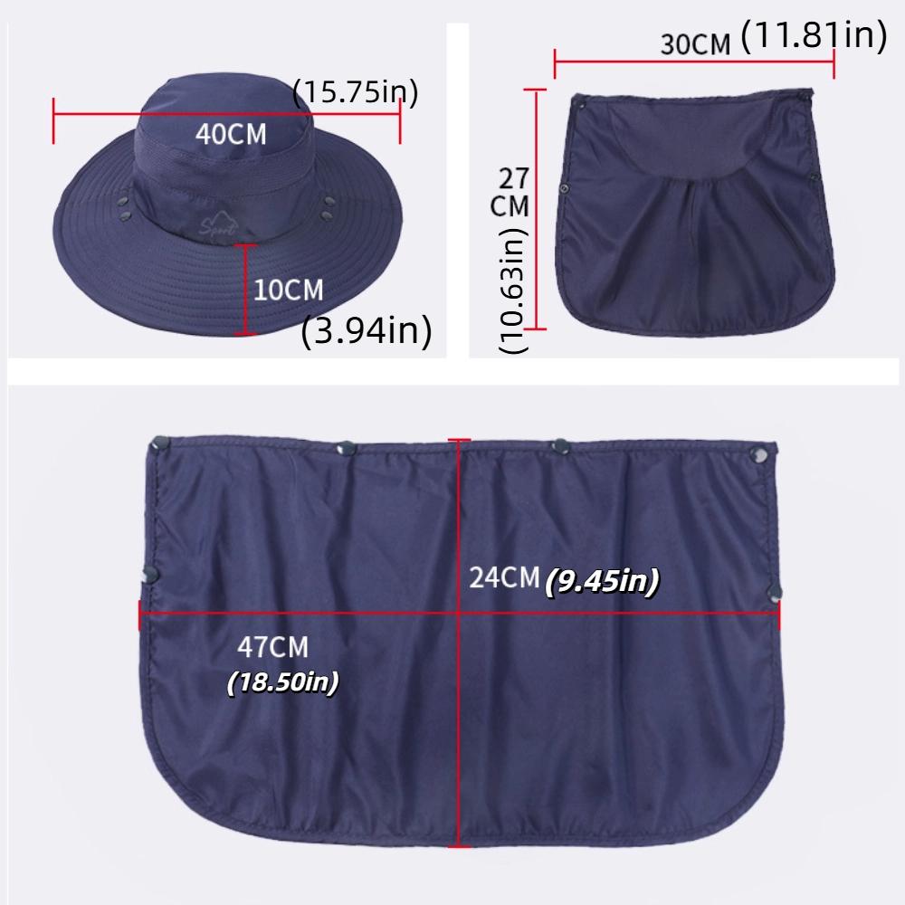UV Protection Summer Fisherman Cap Removable Neck Flap Waterproof Removable Visor Hat Face Neck Cover Quick Drying Bucket Hat