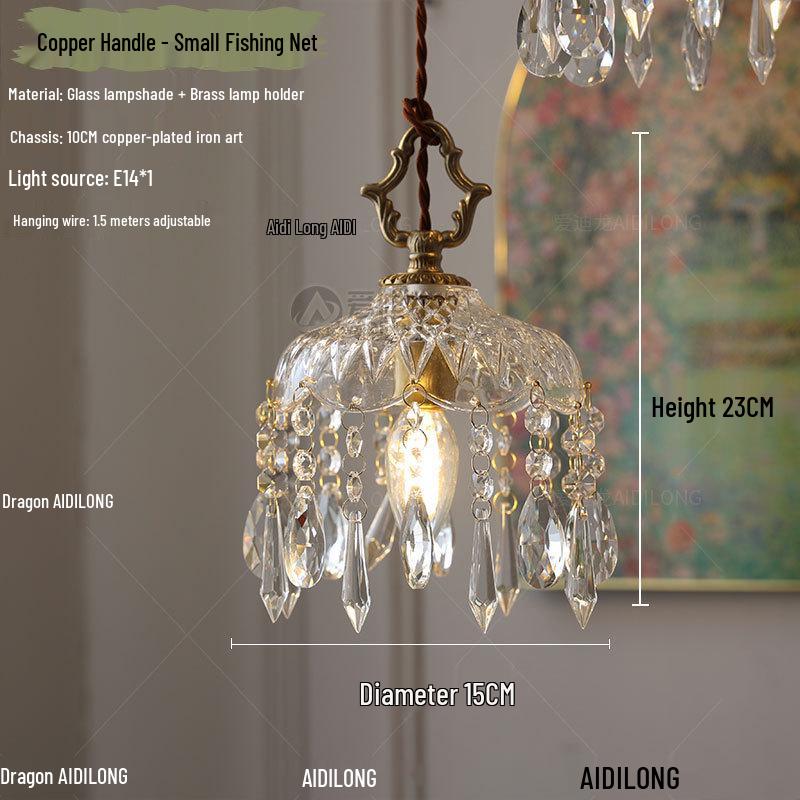 American Retro Crystal Chandelier for Hallway, Bedside, Balcony, and Cloakroom.