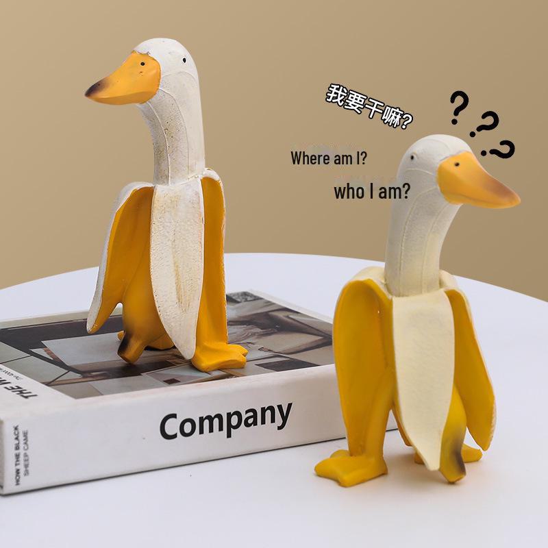 Funny Cute Cartoon Duck Banana Resin Decoration - Creative Home or Birthday Gift
