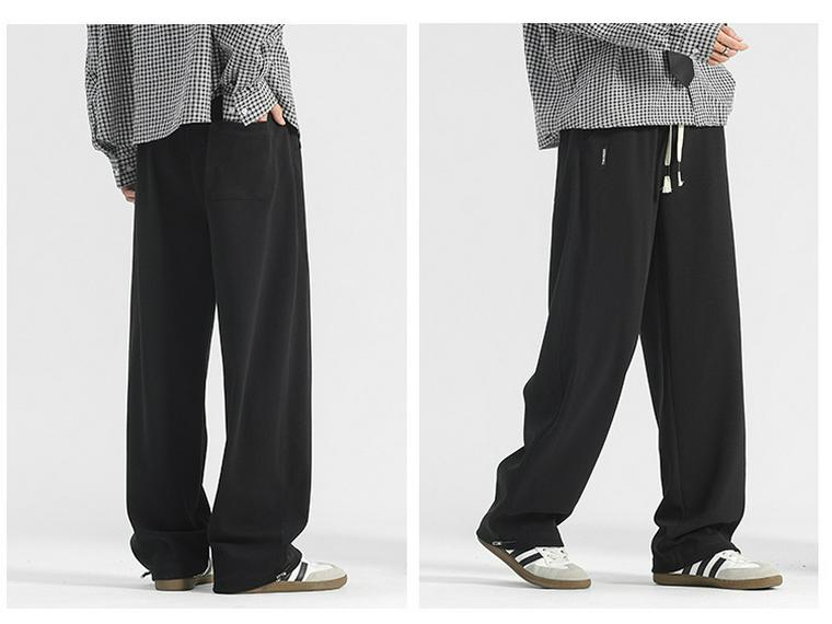 Men's Korean Relaxed Wide-Leg Velvet Sweatpants for Autumn and Winter