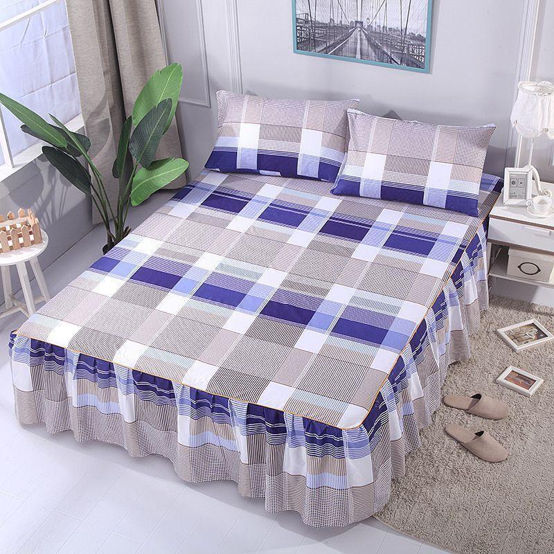 3Pcs Bed Sheet Pillowcase Lace Skirts Bedding Set Bedspread Elastic Fitted Mattress Cover Bedsheet Couple Quilt Single